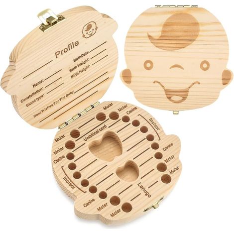 Boîte à dents en bois pour garçon - Boîte à dents de lait - Boîte à dents de lait - Boîte à dents de lait - Boîte de rangement pour (1/5)