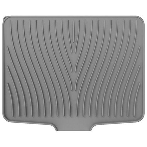 Tapis d'égouttage en silicone - Tapis d'égouttage - Tapis d'égouttage pour plan de travail - Tapis d'égouttage incliné - Tapis de rangement pour plan de travail - gris - Silicone (1/5)