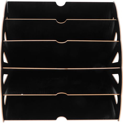 Étagère de rangement en bois à plusieurs compartiments pour fournitures de bureau, organiseur de dossiers pour bureau à domicile (noir) (1/5)