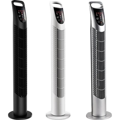 Turmventilator mit Fernbedienung (bis zu 5 m Reichweite), 70°-Oszillation, 3 Modi und 3 Geschwindigkeitsstufen, 7,5-Stunden-Timer, 40 W, schwarz, Ø 18 x 78,5 cm (1/5)
