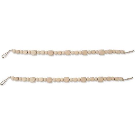 2pcs Perles de bois Guirlande Tiebacks avec glands Ferme Perles de prière Rustique Pays Rideau Corde Cravate (1/5)