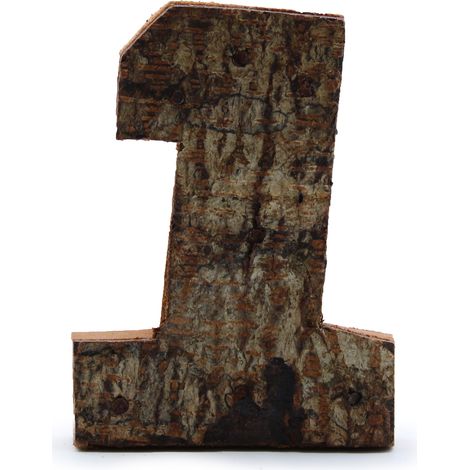 Numéro d'écorce rustique - "1" - 7 cm- Vendu par 1