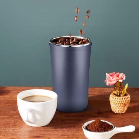 Elektrische Kaffeemühle (200 W) mit Edelstahl-Schlagmesser, Keramikmahlscheibe, einstellbarem Mahlgrad, Edelstahl-Rührflügel, Filterkaffee- und Expressfunktion (1/4)