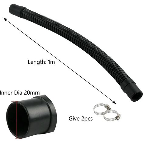 Tuyau annelé pour aquarium (20 mm x 1 m - 1 pièce) avec embouts en caoutchouc souple et sortie d'eau. (1/5)