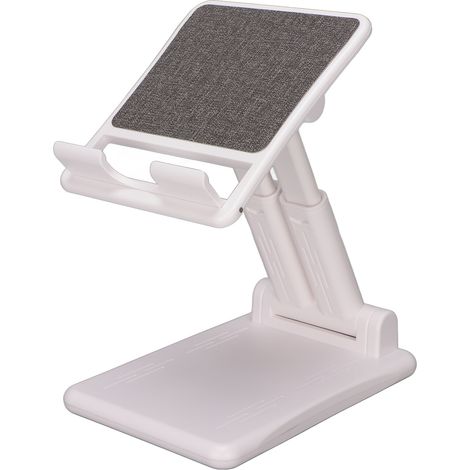 Support de téléphone portable pliable, hauteur et angle réglables, blanc, pour tablette jusqu'à 12,9 pouces. (1/5)