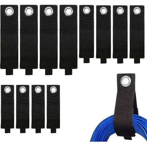 12 Pcs Heavy Duty Nylon Storage Straps Extension Cord Holder Organizers, Cable Ties Extension Cord Organizer, Adjustable Heavy Duty Strap for Storing Hoses, Ropes and Cables