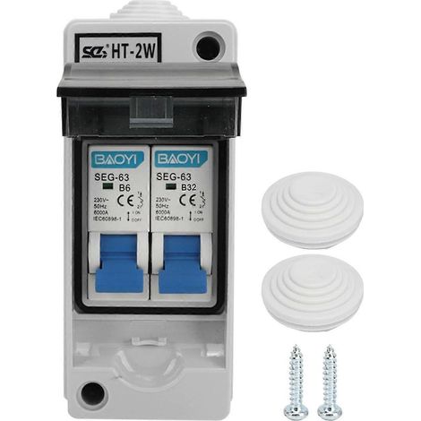 2-poliger Leitungsschutzschalter (MCB), Miniatur-Fehlerstromschutzschalter, wasserdichter Verteilerkasten, 230 V, 6 A, 32 A