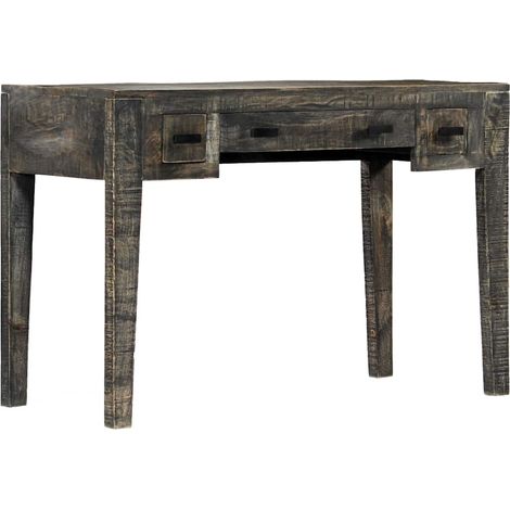 vidaXL Escritorio de madera maciza de mango negro 110x50x75 cm (1/4)