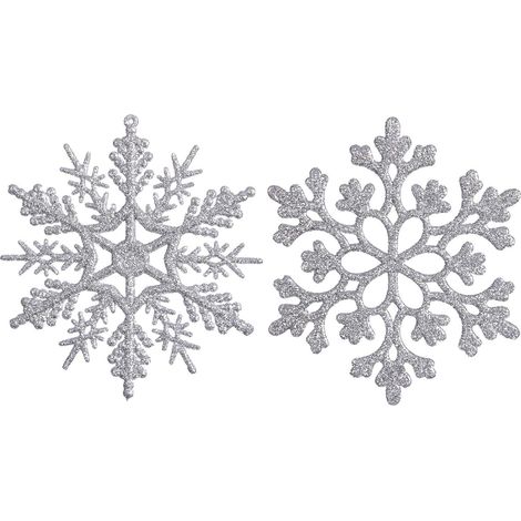 Adorno De Copo De Nieve - 20 Unidades - Plástico Brillante - Para Árbol De Navidad Puertas Y Paredes (1/5)