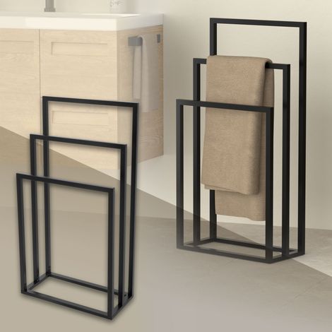 ML-Design Portasciugamani Nero 45 cm da Bagno in Acciaio a 3 Livelli Portasalviette Autoportante senza Foratura Piantana a 3 Bracci per Asciugamani Mobile Moderno e Pratico per un Arredo Salvaspazio (1/5)