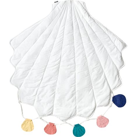 Alfombra de juegos infantil moderna con forma de concha funda de algodón acolchado 110 x 110 cm accesorio habitación infantil blanco Kadmea