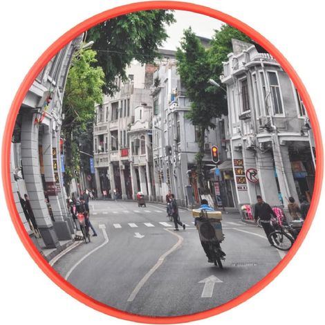 Traffic Mirror 45cm 17.7" Convex Road Safety Mirror Unbreakable 130 Degree Wide Angle Blind Spot Mirror with Wall Bracket Convex Mirror for Road Safety Garage Driveway Home (1/5)