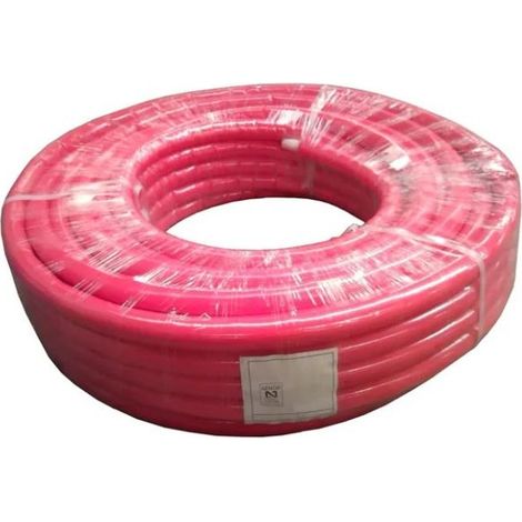 Mehrschichtrohr Sanitär Rotes 16 mm mit Isolierung. Spule 50 Meter. Dicke 2mm. Druck 10bar. Unterstützt bis zu 95 °C