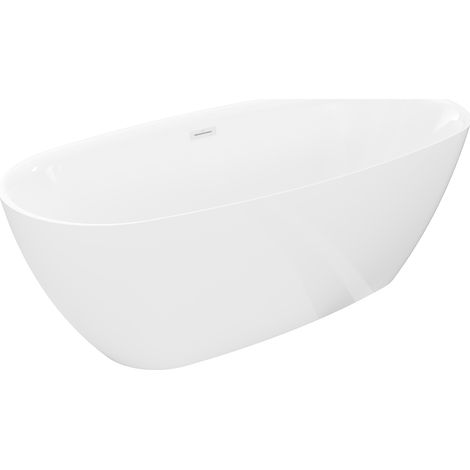 Mexen Luvo Slim vasca da bagno autoportante 170 x 75 cm, bianca, troppopieno bianco - 52801707500-20 (1/5)