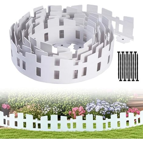 Bordure de pelouse plastique 80 m - Bordure de pelouse plastique 10,6 cm haut 60 poteaux. Clôture délimitation flexible et bordure parterres jardin (1/5)