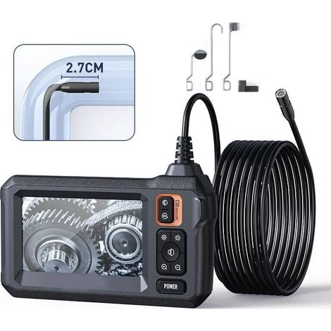 Caméra d'inspection endoscopique 4,3" HD – Étanche IP67 avec 8 lumières LED – Câble semi-rigide 5 m pour espaces confinés (1/5)