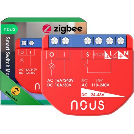NOUS ZigBee Smart Switch Module, 1 canale, AC 16 A/DC 10 A, contatti a secco, hub ZigBee 3.0, compatibile con Alexa, Google Assistant, Home Assistant, Tuya Smart Life (1/5)