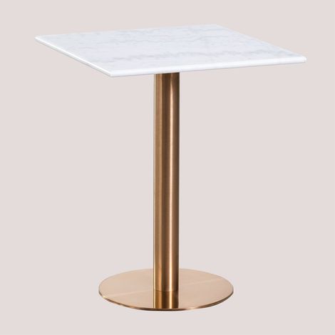 Sklum – Table de bar carrée en marbre 60 cm – Hauteur 75 cm – Base en fer – Patins antidérapants pour sécurité – Design unique - xFE0E