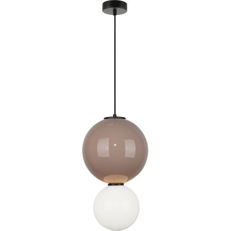Suspension brun/blanc 2 globes Ø25 LED 7W PIEVE Italux (1/5)