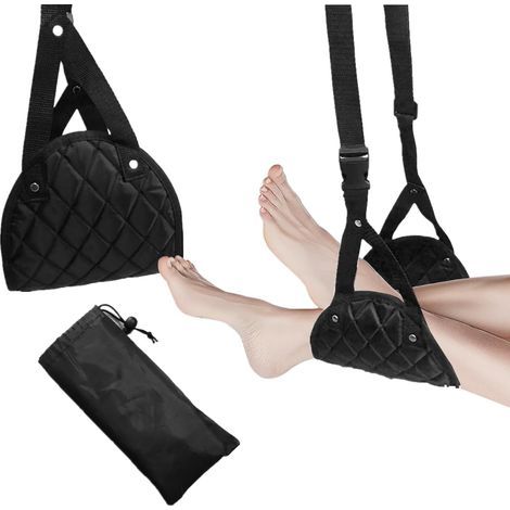 Tragbare Flugzeug-Fußstütze – Fußhängematte mit Kissen – Reiseaccessoire zum Entspannen der Füße im Flugzeug und im Büro (1/5)