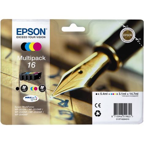Epson tinta bk / c / m/ y durabrite ultra ink cartucho - nº 16 (pack 4 colores) (1/5)