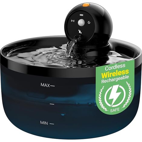 Fontaine a Eau Chat sans Fil: Fontaine à Eau pour Chat à Pile - 2,6L Fontaine Eaus Chats Detecteur de Mouvement - Distributeur Eaus Chats Rechargeable avec Batterie - Silencieux Distributeur Chien (1/5)