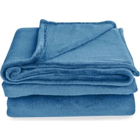 Couverture - Microfibre Polaire - 70 x 150 cm - Bleu Foncé - 1 Pièce (1/3)