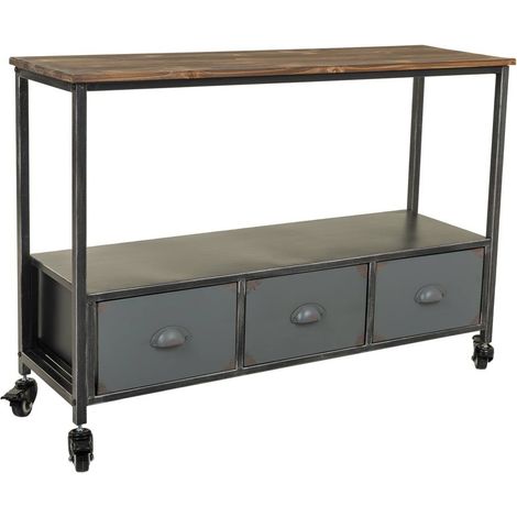 Recibidor de madera y metal marrón 100x32x72