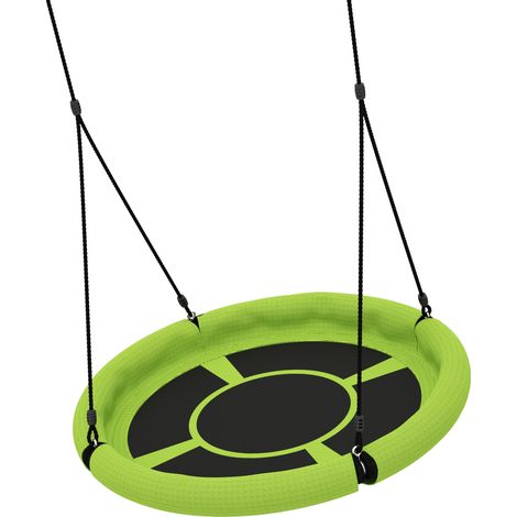 Balançoire nid, balançoire de jardin ronde, capacité de charge de 150 kg, hauteur réglable, verte (1/5)
