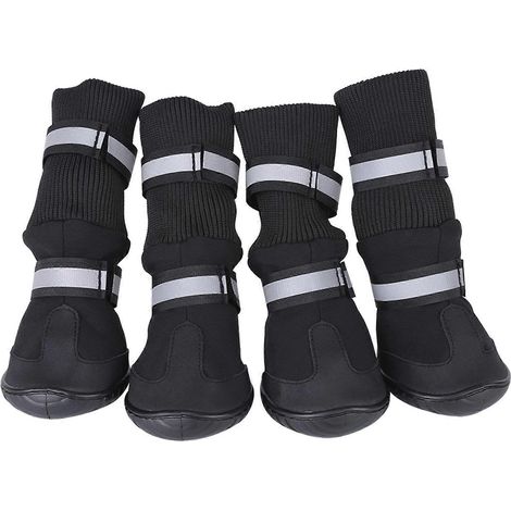 Lot de 4 paires de chaussures imperméables pour chien, bottes de protection antidérapantes pour grands chiens, noires, taille XL