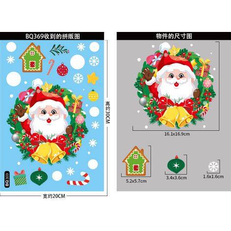 Autocollants Père Noël, décorations de Noël à exporter, autocollants pour portes vitrées, autocollants statiques rennes et bonhommes de neige, autocollants flocons de neige blancs pour fenêtres