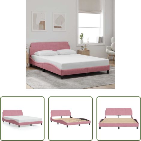 Kopfteil - Bettgestell mit Kopfteil "Dover" Rosa 120x200 cm Samt (1/5)