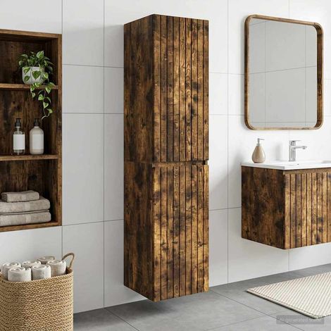 vidaXL Cabinet de Salle de Bain Mural Chêne fumé 33 x 34,5 x 160 cm