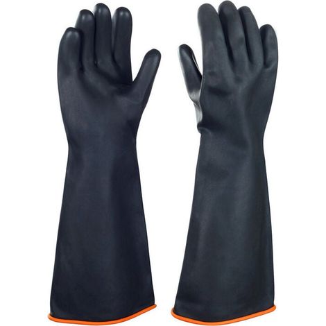 Chemical Resistant Latex Gloves, Industrial Safety Long Rubber Gloves, Heavy Duty Black Gloves, 1 Pair, 35cm MUMU (1/4)
