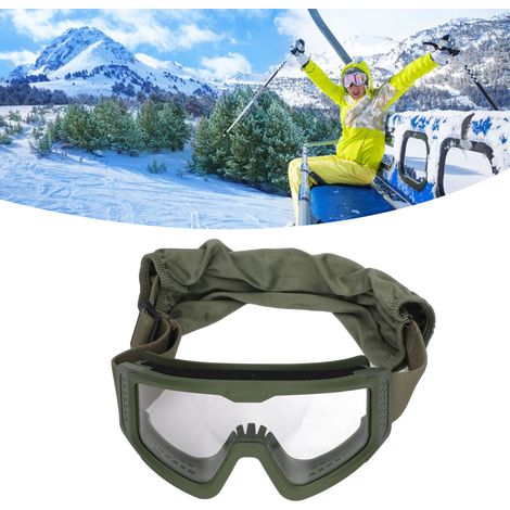 Lunettes de protection renforcées, résistantes aux chocs et offrant une protection UV, avec verres transparents, verres gris et verres jaunes traités, et monture verte. (1/5)