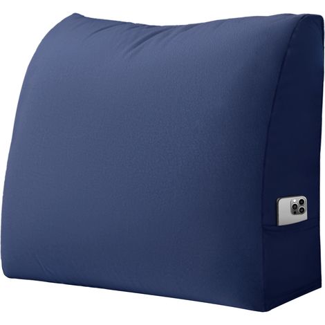VERCART Großes Bettruhe Keilkissen, Lang Lesekissen, Dekoratives Kopfteilkissen, Dreieckiges Rückenkissen, Loungekissen für Tagesbett oder Couch, Marineblau