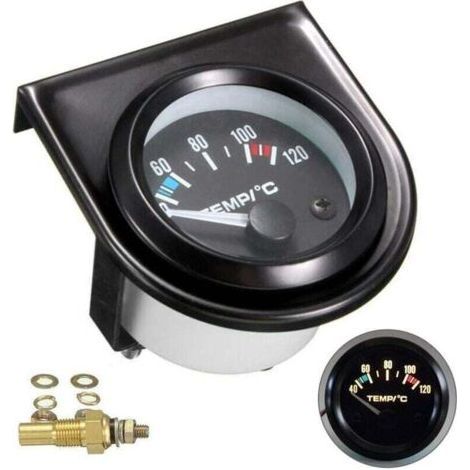Kit de jauge de température de l'eau pour voiture Noir LED Universel Manomètre de température de l'eau de voiture Cadrans de 101, XU,6 à 120°(Diamètre 52mm) - (1/4)