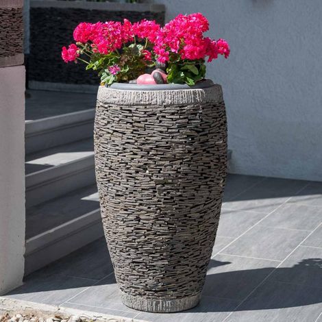 Maceta tiesto jardinera ovalada pizarra 80 cm jardín piedra natural (1/5)
