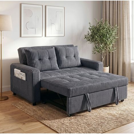 Canapé convertible 2 places 157x90x91 cm en tissu gris foncé, gain de place pour salon FloraGrace (1/5)