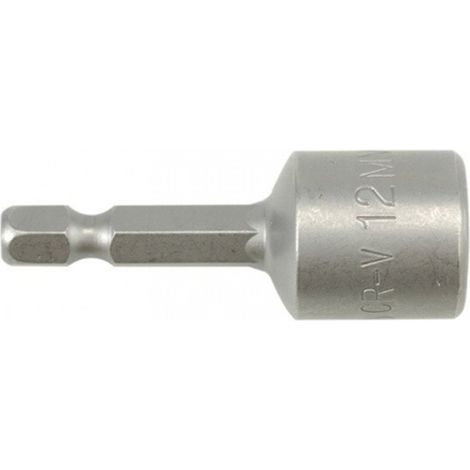 Adaptador con boca hexagonal magnética de 12mm y 48mm de largo con casquillo de 1/4" fabricado en acero