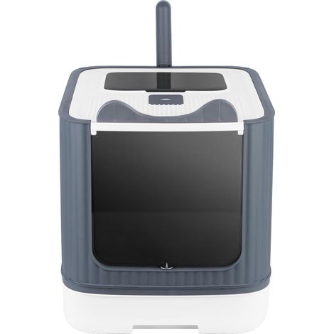 Bac Litiere pour Chat,Grand pour Les Chats et Les Lapins Bac Litiere Chat, Bac à Litière en Acier Inoxydable,Litière Automatique Autonettoyant-44,5 36,5 34,5 cm-Blanc (1/5)