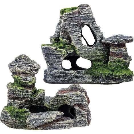 Fish Tank Decoration Aquarium Stone Aquarium Decorating,2pcs Fish Tank Rockery Hiding Cave Decoration For Fish Tank, For Fish Tank Decor Stone for Aquascape for Aquatic Pets (1/5)