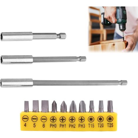3 Pièces Porte Embout Magnétique Extension de Vissage - Tournevis Tige Hexagonal 60mm 100mm 150mm - Rallonge Visseuse 1/4" (1/5)