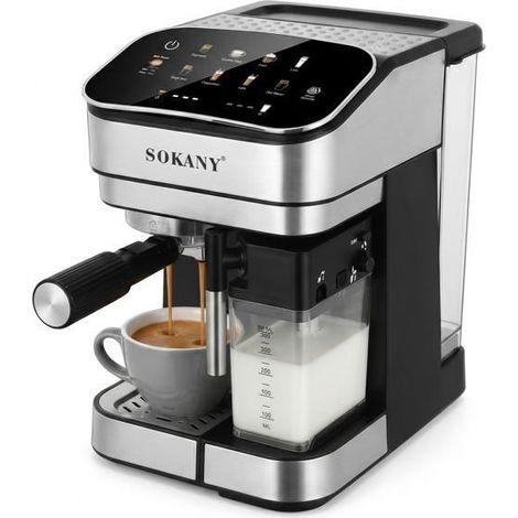Machine à Café Expresso SOKANY04043 –1800W-20Bar-1.8L-Écran Tactile-500ml Lait-Multi boissons(Latte/Cappuccino/Americano)-Nettoyage