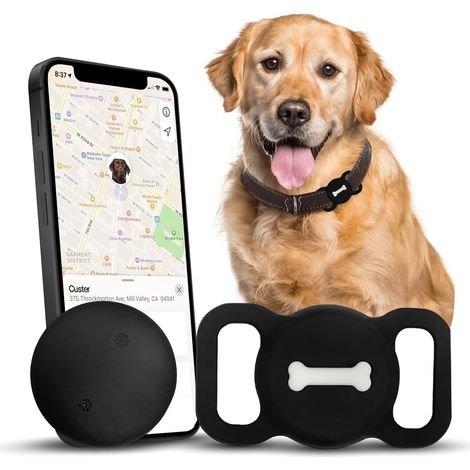 Localizzatore per cani neri, localizzatore di animali con supporto per collare per cani, nessun costo mensile per il rilevamento della posizione, funziona con Trova il mio, non con il localizzatore GP (1/5)