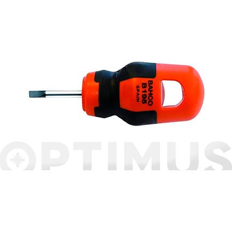 Bahco Tournevis lame fraisée pour vis à fente BahcoFit avec poignée en caoutchouc courte 0,8 mm x 4 mm x 25 mm - B195.040.025