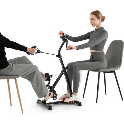 Vélo D'appartement à Pédales Résistance Réglable avec Massage Affichage du Temps Décompte Calories et Distance Exercice des Jambes et Bras 4 Hauteurs (1/2)