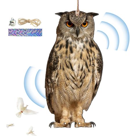 Hibou Effaroucheur Oiseaux, Hibou Anti Corbeau Anti-Pigeon, Hibou Épouvantail Pendentif Jardin Protecteur, Répu Lsif pour Oiseaux en Forme De Hibou pour Balcon Potager Jardin