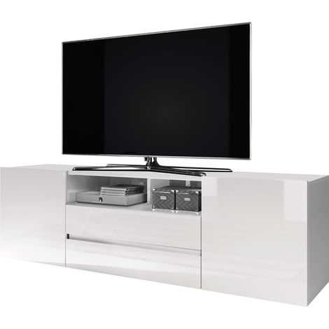 Selsey - TV-Lowboard BROS weiß mit Hochglanzfronten, stehend, modern, 137 cm (1/4)