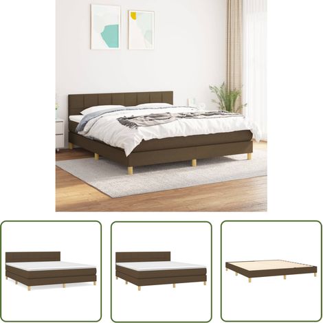The Living Store Sommier à lattes de lit avec matelas Marron foncé 180x200 cm - Lit Double - Lit Tapissier - Literie - Matelas À Ressorts Ensachés - Tête De Lit Ajustable (1/5)